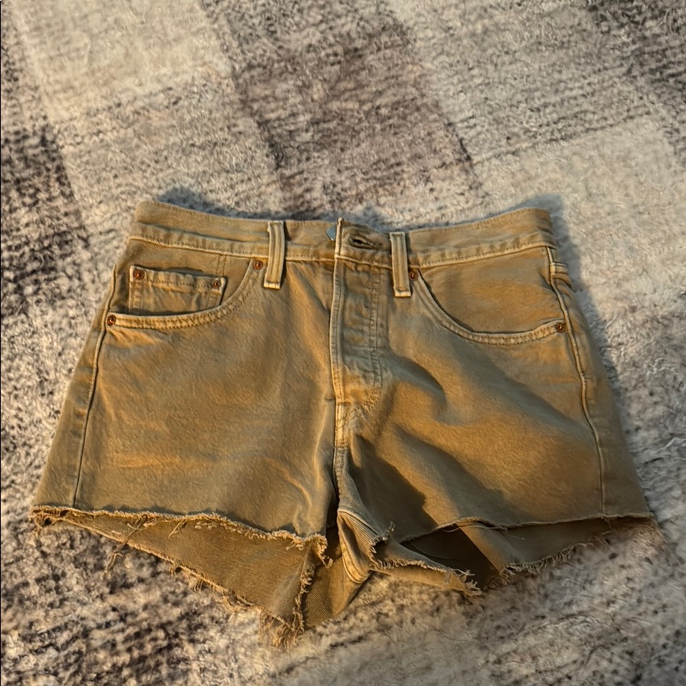 Levi's Tan Jean Shorts with Cuffed Hem